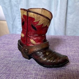 Small Red Ceramic Cowboy Boot